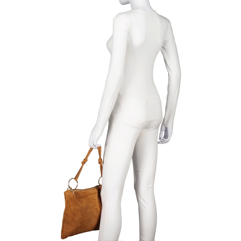 Umhängetasche Velours Beige, Farbe: beige, Marke: Hausfelder Manufaktur, EAN: 4065646021600, Abmessungen in cm: 35.5x24.5x1, Bild 4 von 8