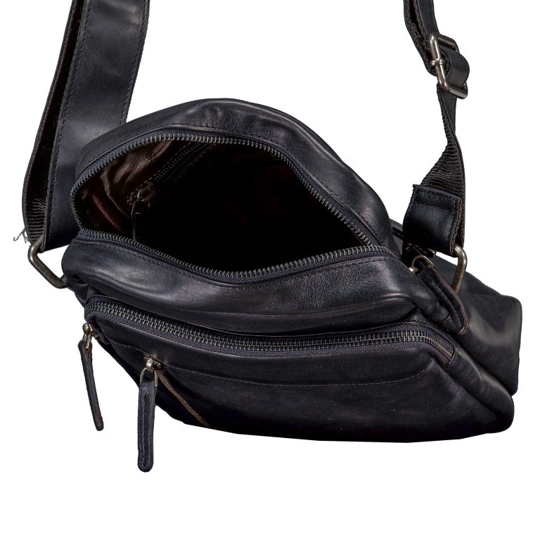 Umhängetasche Oil pull up, Farbe: schwarz, braun, cognac, Marke: Hausfelder Manufaktur, Abmessungen in cm: 21x24.5x8, Bild 6 von 6