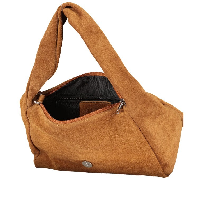 Umhängetasche Velours, Farbe: grau, braun, taupe/khaki, Marke: Hausfelder Manufaktur, Abmessungen in cm: 26x20.5x12.5, Bild 8 von 8