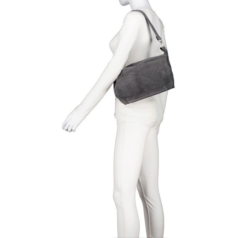 Umhängetasche Velours, Farbe: anthrazit, braun, taupe/khaki, grün/oliv, beige, Marke: Hausfelder Manufaktur, Abmessungen in cm: 29x17.5x10.5, Bild 4 von 7