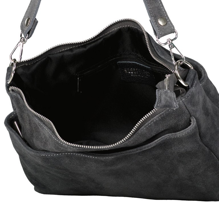Umhängetasche Velours, Farbe: anthrazit, braun, taupe/khaki, grün/oliv, beige, Marke: Hausfelder Manufaktur, Abmessungen in cm: 29x17.5x10.5, Bild 7 von 7