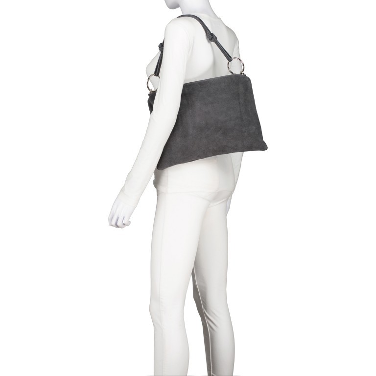 Umhängetasche Velours, Farbe: anthrazit, grau, braun, taupe/khaki, grün/oliv, beige, Marke: Hausfelder Manufaktur, Abmessungen in cm: 35x26x1.5, Bild 5 von 9