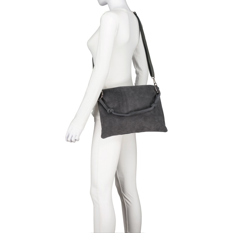 Umhängetasche Velours, Farbe: anthrazit, grau, braun, taupe/khaki, grün/oliv, beige, Marke: Hausfelder Manufaktur, Abmessungen in cm: 35x26x1.5, Bild 7 von 9