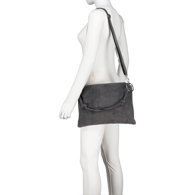 Umhängetasche Velours, Farbe: anthrazit, grau, braun, taupe/khaki, grün/oliv, beige, Marke: Hausfelder Manufaktur, Abmessungen in cm: 35x26x1.5, Bild 6 von 9