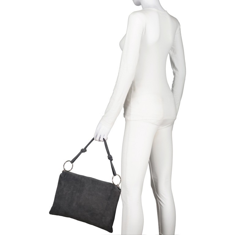 Umhängetasche Velours, Farbe: anthrazit, grau, braun, taupe/khaki, grün/oliv, beige, Marke: Hausfelder Manufaktur, Abmessungen in cm: 35x26x1.5, Bild 4 von 9