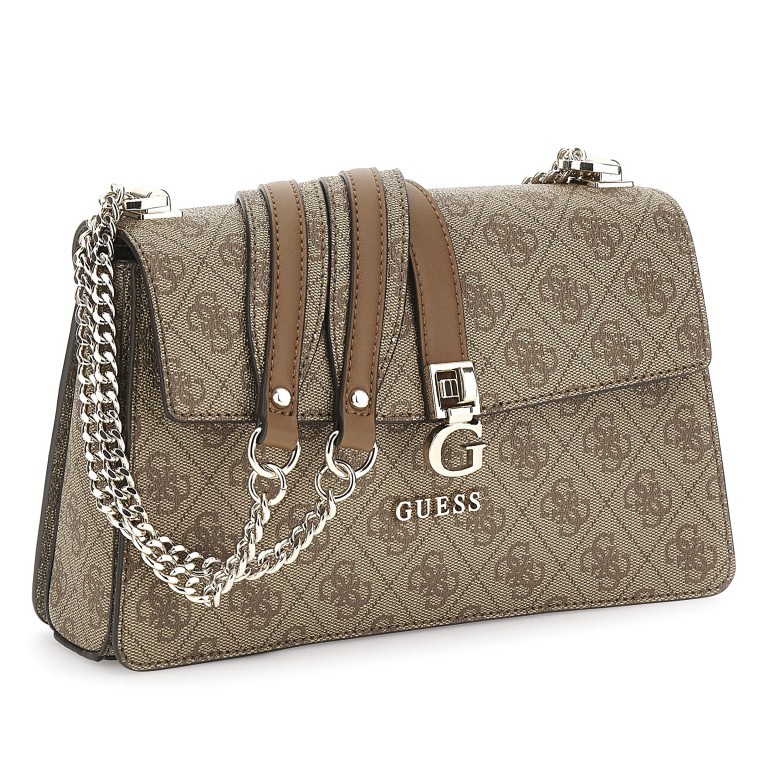 Umhängetasche Zamira 4G-Logo, Farbe: anthrazit, cognac, taupe/khaki, Marke: Guess, Abmessungen in cm: 25.5x15.5x7, Bild 2 von 7