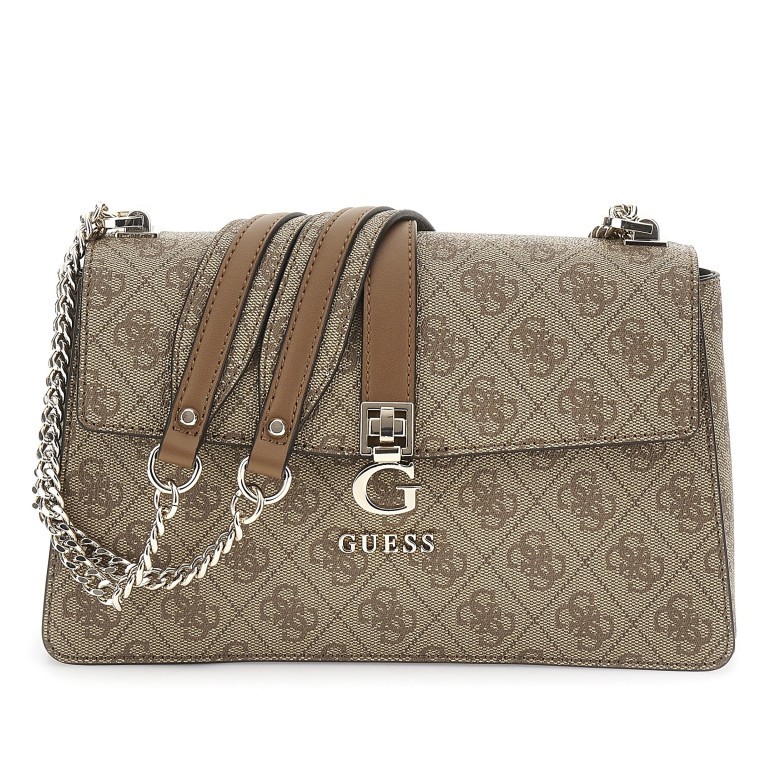 Umhängetasche Zamira 4G-Logo, Farbe: anthrazit, cognac, taupe/khaki, Marke: Guess, Abmessungen in cm: 25.5x15.5x7, Bild 1 von 7