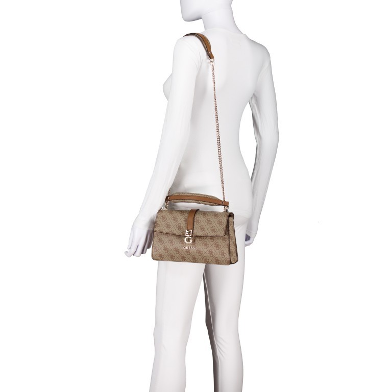 Umhängetasche Zamira 4G-Logo, Farbe: anthrazit, cognac, taupe/khaki, Marke: Guess, Abmessungen in cm: 25.5x15.5x7, Bild 5 von 7