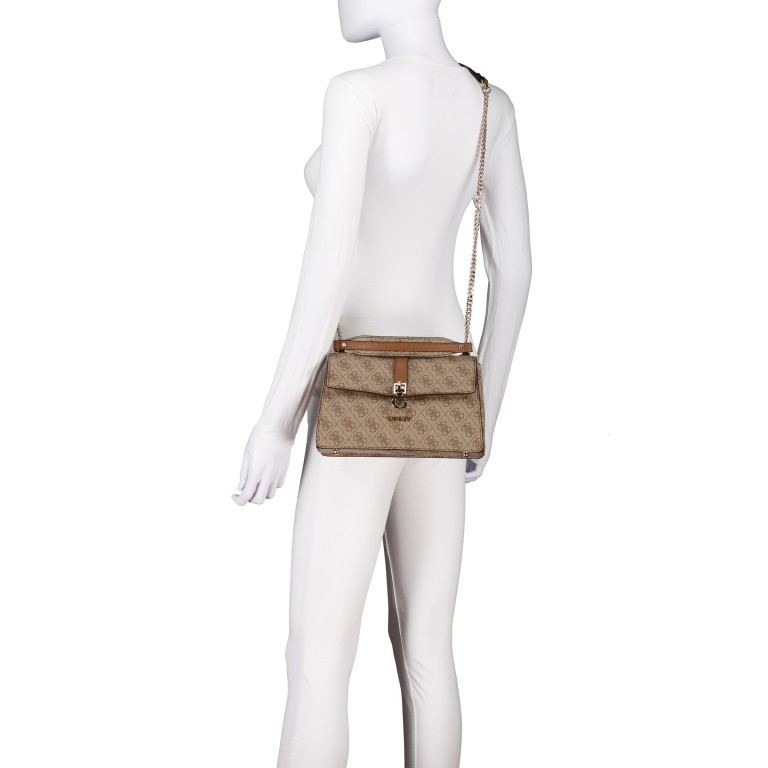 Umhängetasche Zamira 4G-Logo, Farbe: anthrazit, cognac, taupe/khaki, Marke: Guess, Abmessungen in cm: 25.5x15.5x7, Bild 6 von 7