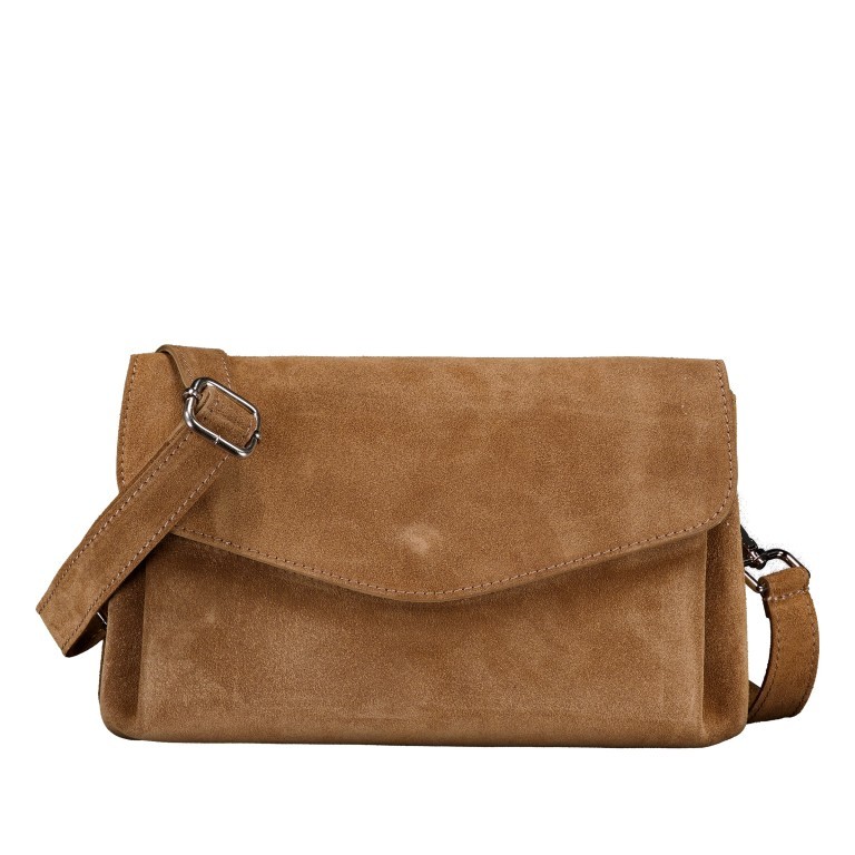 Umhängetasche Velours, Farbe: grau, beige, Marke: Hausfelder Manufaktur, Abmessungen in cm: 27.5x15.5x11, Bild 1 von 6
