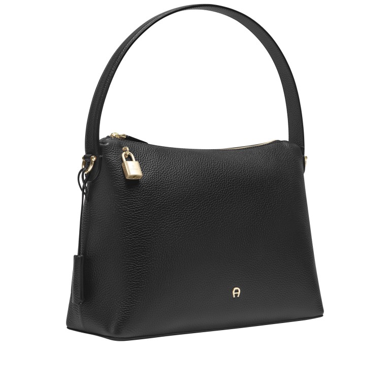 Beuteltasche Delia M, Farbe: schwarz, rot/weinrot, Marke: AIGNER, Abmessungen in cm: 35x23.5x12, Bild 2 von 5