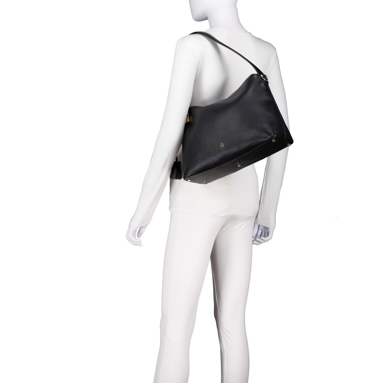 Beuteltasche Delia M, Farbe: schwarz, rot/weinrot, Marke: AIGNER, Abmessungen in cm: 35x23.5x12, Bild 3 von 5