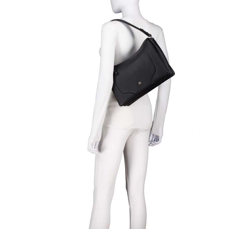 Umhängetasche Mara M, Farbe: schwarz, braun, Marke: AIGNER, Abmessungen in cm: 32x23x9.5, Bild 4 von 7