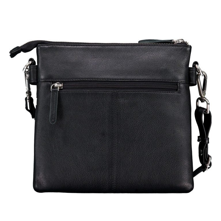 Umhängetasche Nappa, Farbe: schwarz, blau/petrol, Marke: Hausfelder Manufaktur, Abmessungen in cm: 24x22x4, Bild 3 von 5