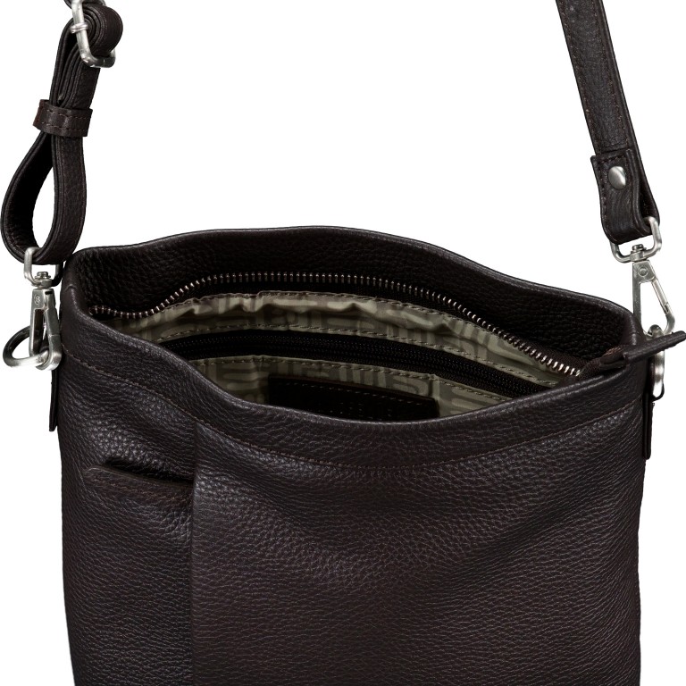 Umhängetasche, Farbe: braun, taupe/khaki, Marke: Hausfelder Manufaktur, Abmessungen in cm: 20x23x6, Bild 6 von 6