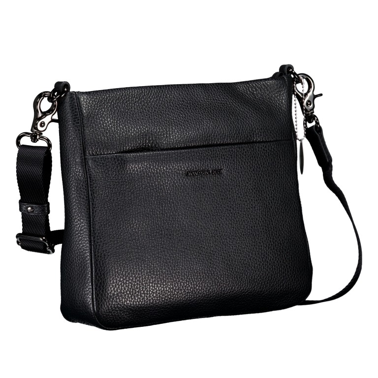 Umhängetasche Mellow Leather FZT17, Farbe: schwarz, blau/petrol, Marke: Mandarina Duck, Abmessungen in cm: 24x22.7x6.5, Bild 2 von 6