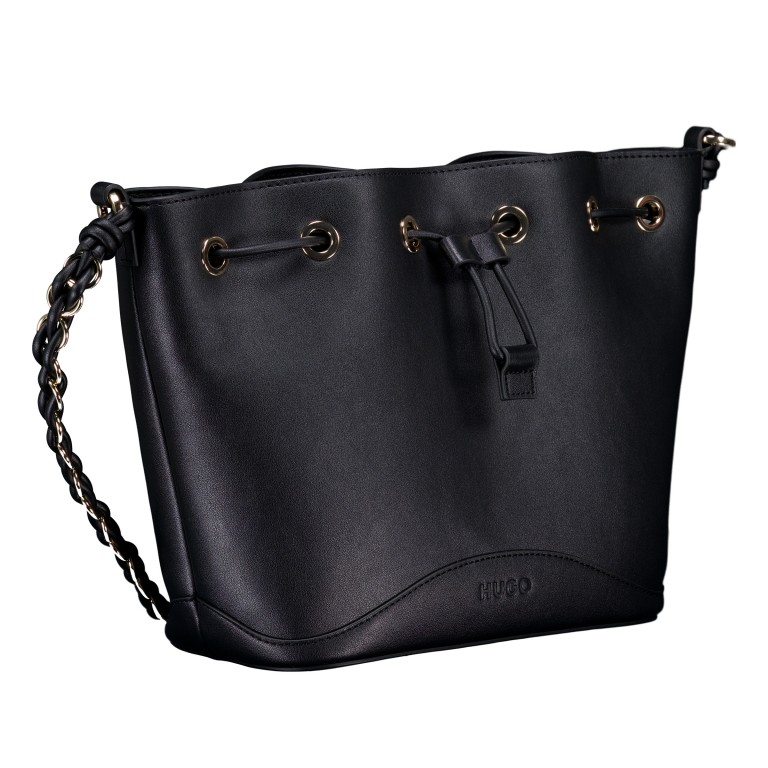 Umhängetasche Ilary Drawstring, Farbe: schwarz, weiß, Marke: HUGO, Abmessungen in cm: 23x23x12, Bild 2 von 6