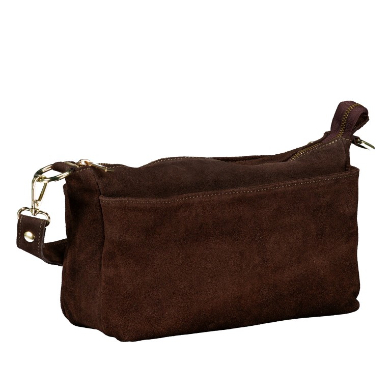 Umhängetasche Velours, Farbe: braun, rot/weinrot, beige, Marke: Hausfelder Manufaktur, Abmessungen in cm: 27x17x11, Bild 2 von 7