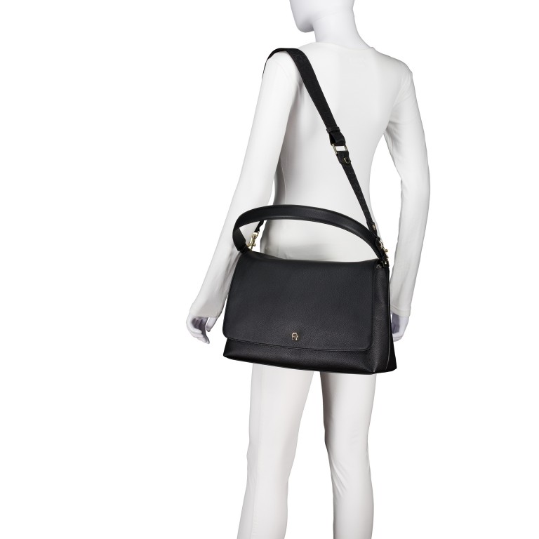 Umhängetasche Zita M, Farbe: schwarz, taupe/khaki, Marke: AIGNER, Abmessungen in cm: 37x25x11, Bild 5 von 8