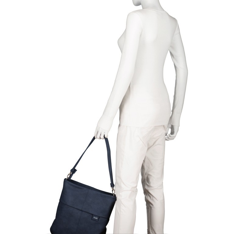 Umhängetasche Mademoiselle M12, Farbe: schwarz, anthrazit, grau, blau/petrol, braun, cognac, taupe/khaki, grün/oliv, rot/weinrot, rosa/pink, orange, gelb, beige, Marke: Zwei, Abmessungen in cm: 32x31x13, Bild 4 von 9