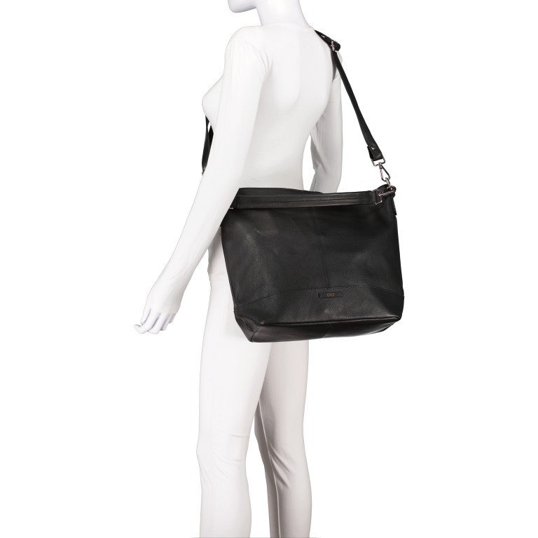 Beuteltasche Infinity Anika Schwarz, Farbe: schwarz, Marke: Hausfelder Manufaktur, EAN: 4065646005136, Abmessungen in cm: 30x32x15, Bild 6 von 7