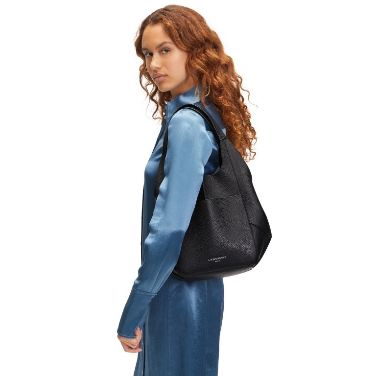 Beuteltasche Lilly Pebble Tote M Black, Farbe: schwarz, Marke: Liebeskind Berlin, EAN: 4064657036627, Abmessungen in cm: 32x28x14, Bild 3 von 5