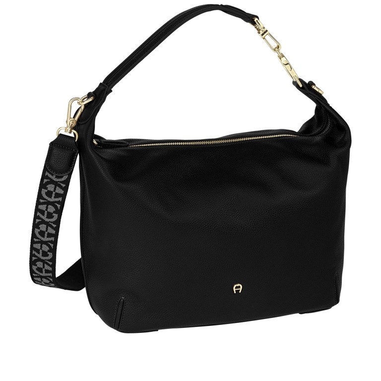 Beuteltasche Palermo M 136-105 Black, Farbe: schwarz, Marke: AIGNER, EAN: 4055539450273, Abmessungen in cm: 33x30x14, Bild 2 von 5