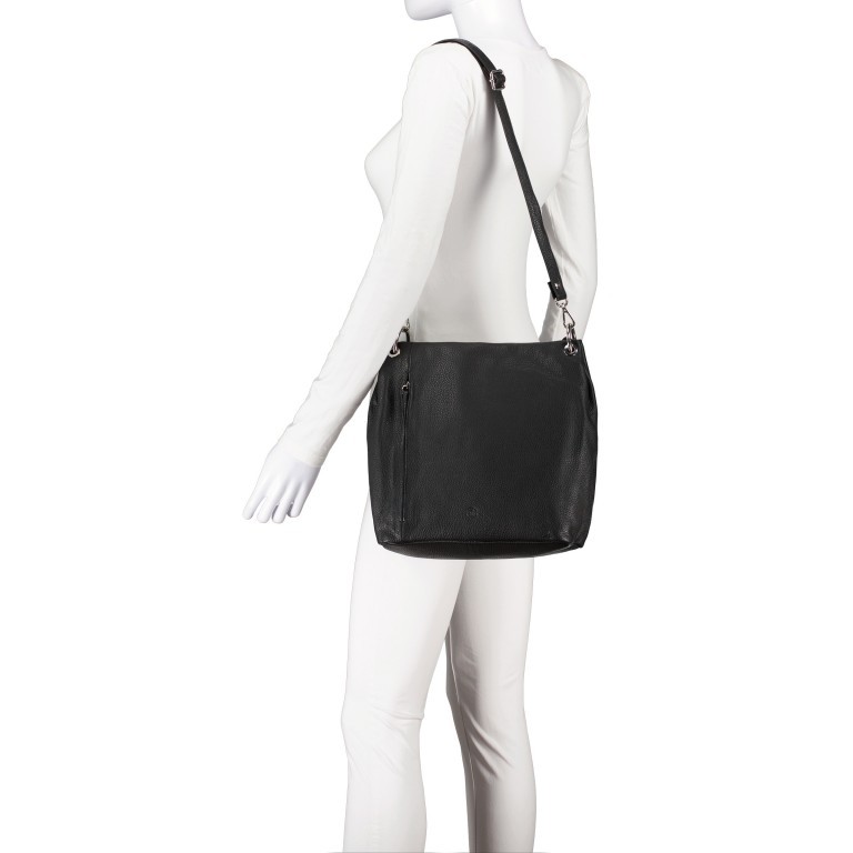 Beuteltasche Schwarz, Farbe: schwarz, Marke: Hausfelder Manufaktur, EAN: 4065646011007, Abmessungen in cm: 26.5x27x12.5, Bild 5 von 7