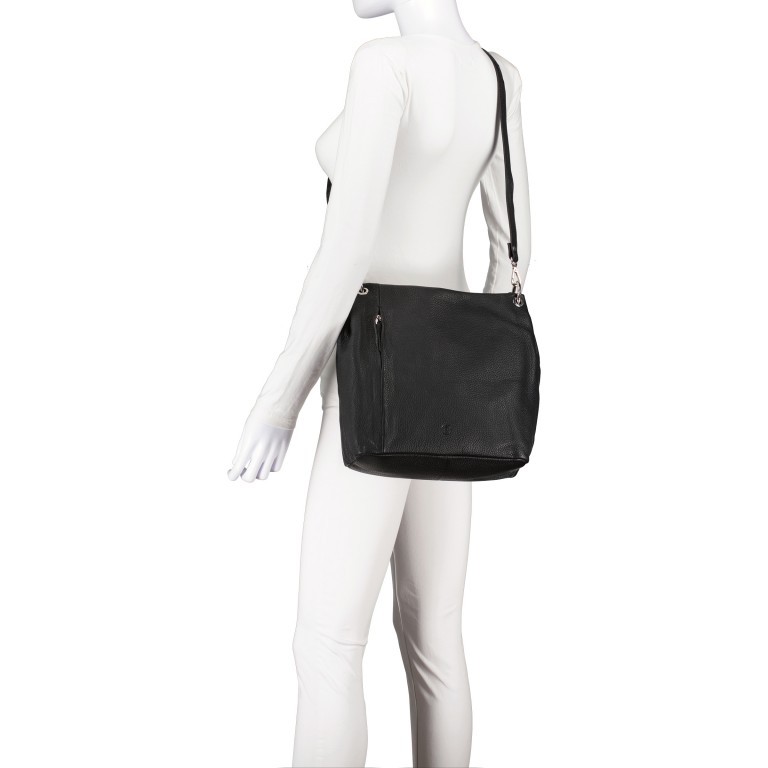 Beuteltasche Schwarz, Farbe: schwarz, Marke: Hausfelder Manufaktur, EAN: 4065646011007, Abmessungen in cm: 26.5x27x12.5, Bild 6 von 7