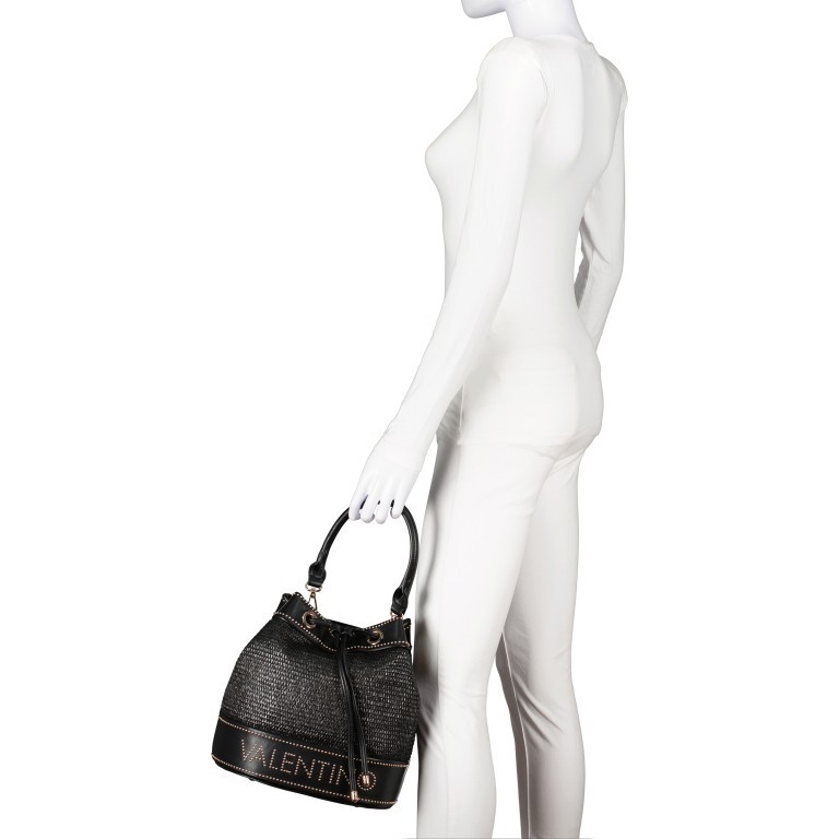 Beuteltasche Raffia Float Nero, Farbe: schwarz, Marke: Valentino Bags, EAN: 8058043928326, Abmessungen in cm: 28x26x19, Bild 4 von 7