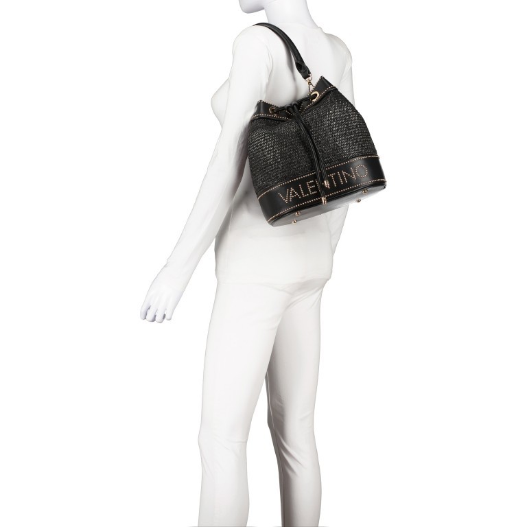 Beuteltasche Raffia Float Nero, Farbe: schwarz, Marke: Valentino Bags, EAN: 8058043928326, Abmessungen in cm: 28x26x19, Bild 5 von 7
