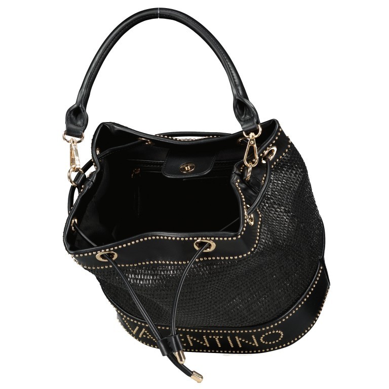 Beuteltasche Raffia Float Nero, Farbe: schwarz, Marke: Valentino Bags, EAN: 8058043928326, Abmessungen in cm: 28x26x19, Bild 7 von 7