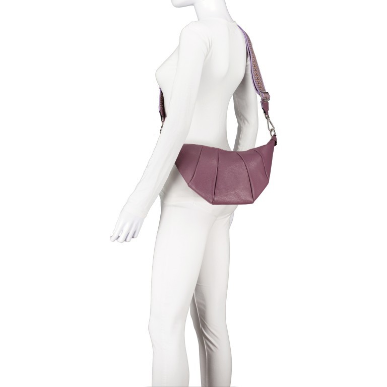 Beuteltasche mit drei Riemen Pflaume, Farbe: flieder/lila, Marke: Hausfelder Manufaktur, EAN: 4065646020429, Abmessungen in cm: 35x18.5x3, Bild 6 von 7