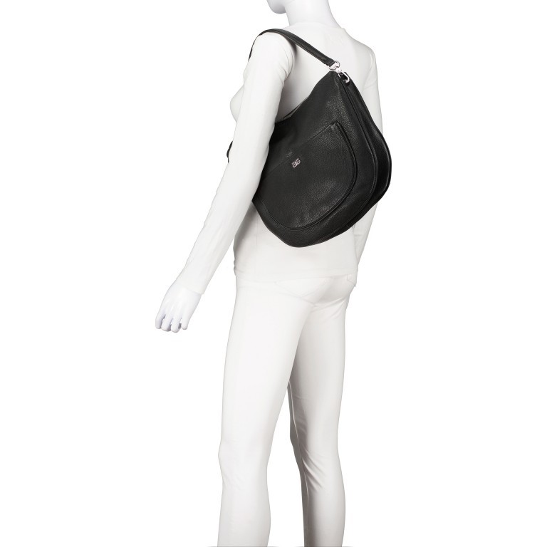 Beuteltasche Dalia Clara Big Black Nickel, Farbe: schwarz, Marke: Abro, EAN: 4067278263311, Abmessungen in cm: 26x21x8, Bild 5 von 8