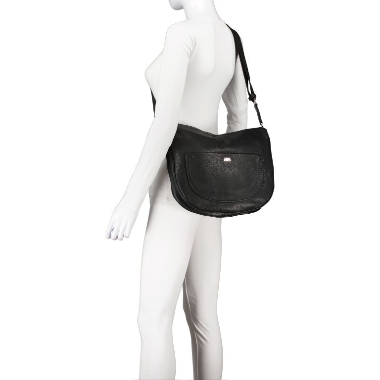 Beuteltasche Dalia Clara Big Black Nickel, Farbe: schwarz, Marke: Abro, EAN: 4067278263311, Abmessungen in cm: 26x21x8, Bild 7 von 8