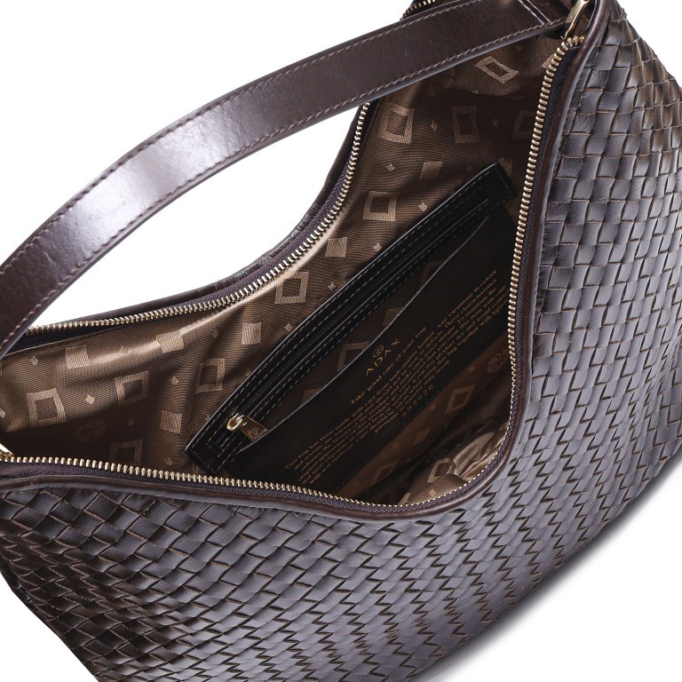 Beuteltasche Salerno Mindy, Farbe: grau, braun, rot/weinrot, Marke: Adax, Abmessungen in cm: 38x35.5x10.5, Bild 5 von 5