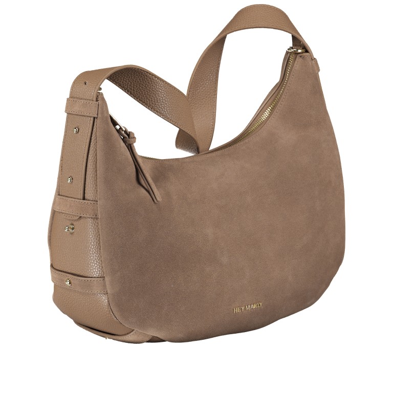 Beuteltasche Lifetime Sister Suede M, Farbe: braun, cognac, taupe/khaki, rot/weinrot, Marke: Hey Marly, Abmessungen in cm: 35.5x27x11.2, Bild 2 von 9