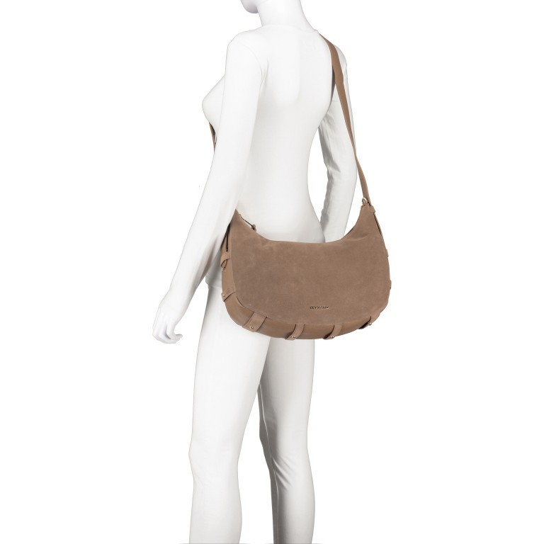 Beuteltasche Lifetime Sister Suede M, Farbe: braun, cognac, taupe/khaki, rot/weinrot, Marke: Hey Marly, Abmessungen in cm: 35.5x27x11.2, Bild 6 von 9