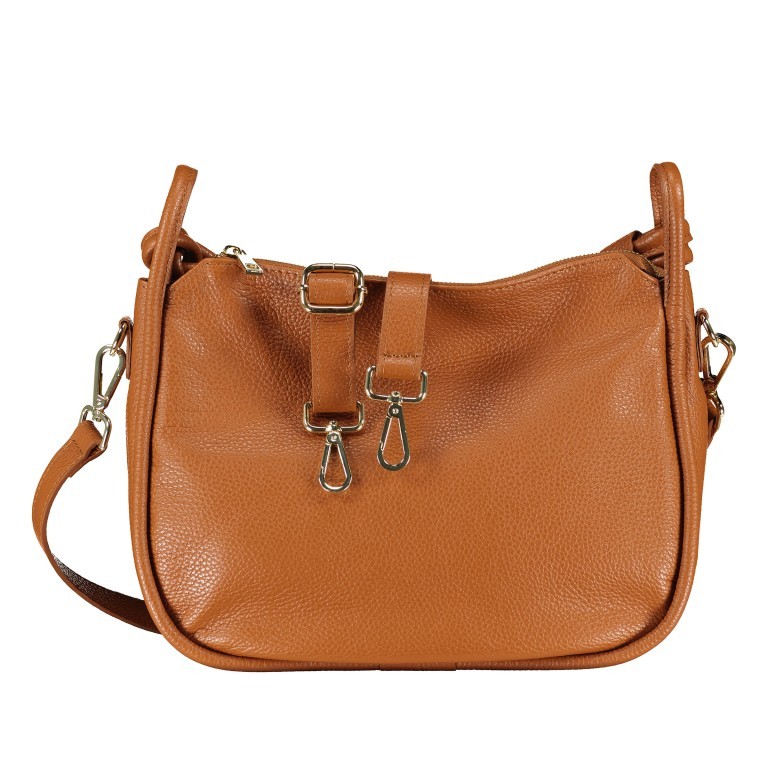 Beuteltasche mit Goldfittings, Marke: Hausfelder Manufaktur, Abmessungen in cm: 32.5x24.5x10.2, Bild 1 von 8