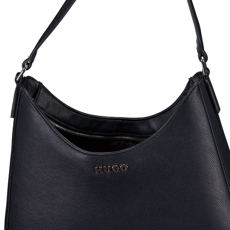 Beuteltasche Chris Hobo Big, Farbe: schwarz, beige, Marke: HUGO, Abmessungen in cm: 31x28.5x6.5, Bild 5 von 5