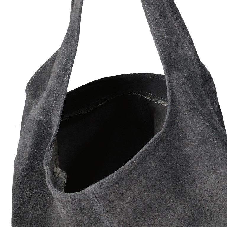 Beuteltasche Velours, Farbe: grau, blau/petrol, braun, taupe/khaki, grün/oliv, beige, Marke: Hausfelder Manufaktur, Abmessungen in cm: 32.5x32x17, Bild 5 von 5