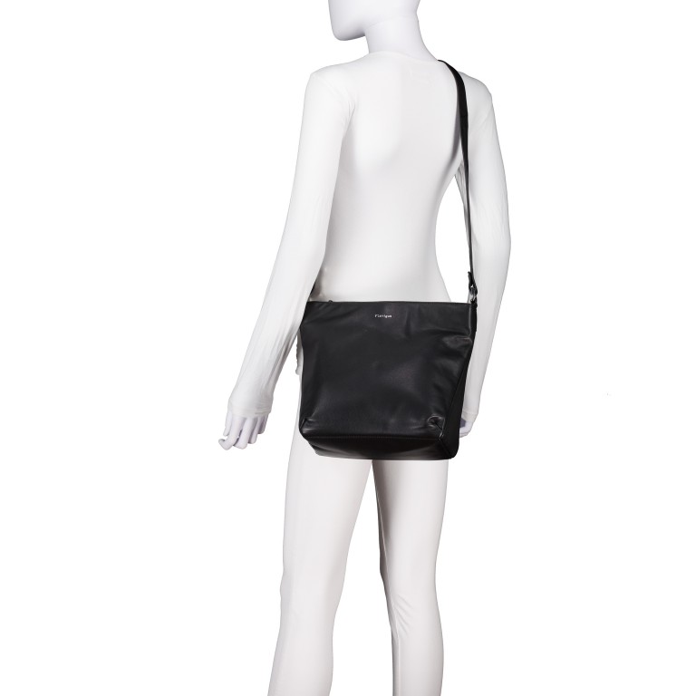 Beuteltasche Lugano 478, Farbe: schwarz, blau/petrol, Marke: Flanigan, Abmessungen in cm: 24.5x25.5x14, Bild 5 von 8