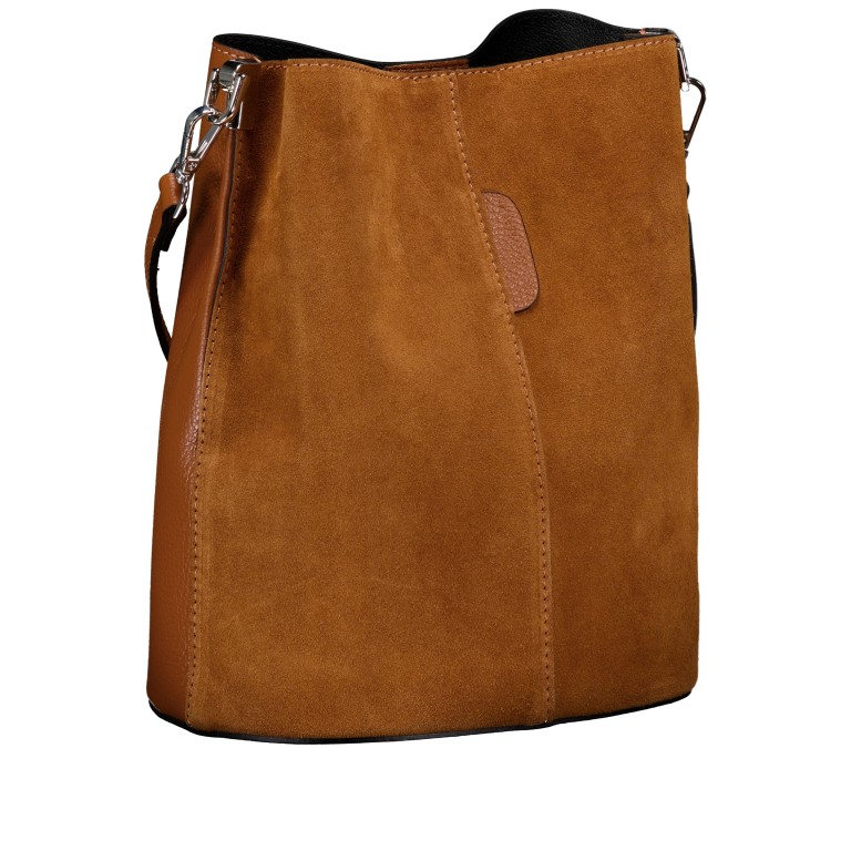 Beuteltasche Velours mit zwei Riemen, Farbe: grau, braun, taupe/khaki, grün/oliv, rot/weinrot, beige, Marke: Hausfelder Manufaktur, Abmessungen in cm: 23x27x16, Bild 2 von 7