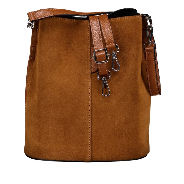 Beuteltasche Velours mit zwei Riemen, Farbe: grau, braun, taupe/khaki, grün/oliv, rot/weinrot, beige, Marke: Hausfelder Manufaktur, Abmessungen in cm: 23x27x16, Bild 1 von 7