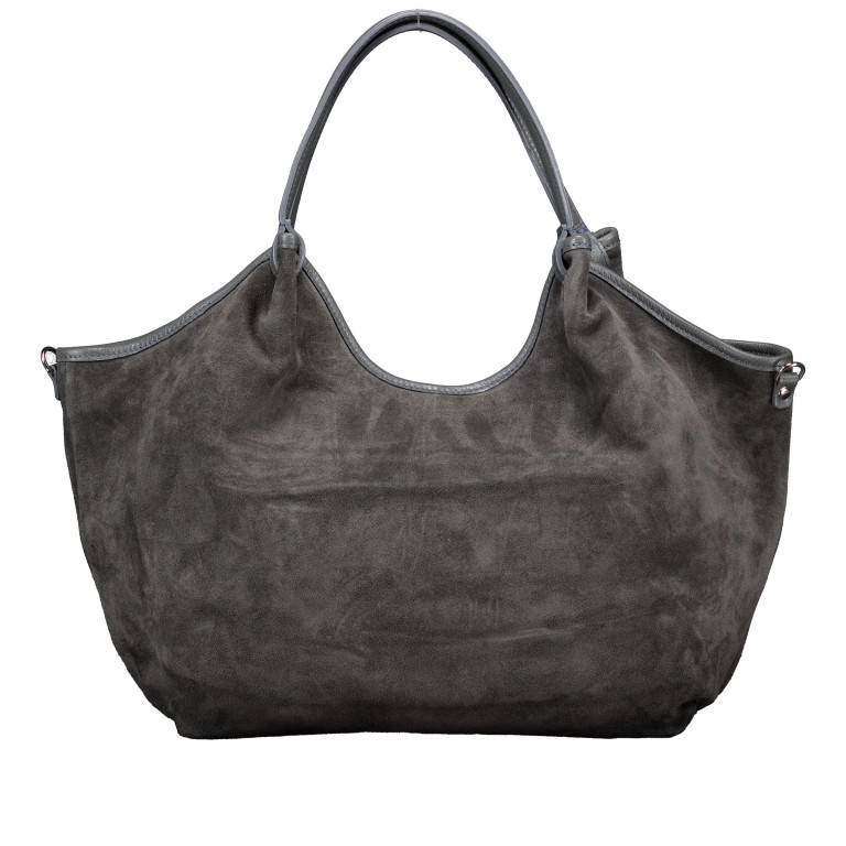 Beuteltasche Velours, Farbe: grau, beige, Marke: Hausfelder Manufaktur, Abmessungen in cm: 29x33x12, Bild 3 von 6