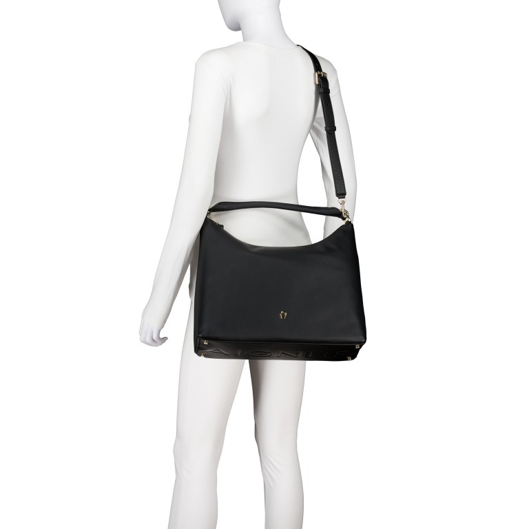 Beuteltasche Zita M, Farbe: schwarz, blau/petrol, beige, Marke: AIGNER, Abmessungen in cm: 37x29x16, Bild 5 von 7