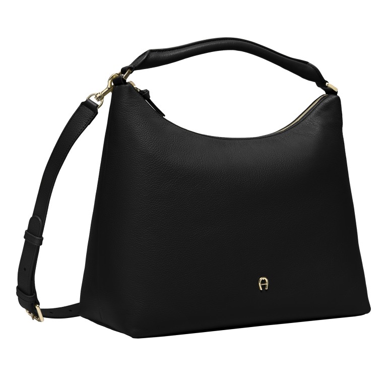 Beuteltasche Zita M, Farbe: schwarz, blau/petrol, beige, Marke: AIGNER, Abmessungen in cm: 37x29x16, Bild 2 von 7