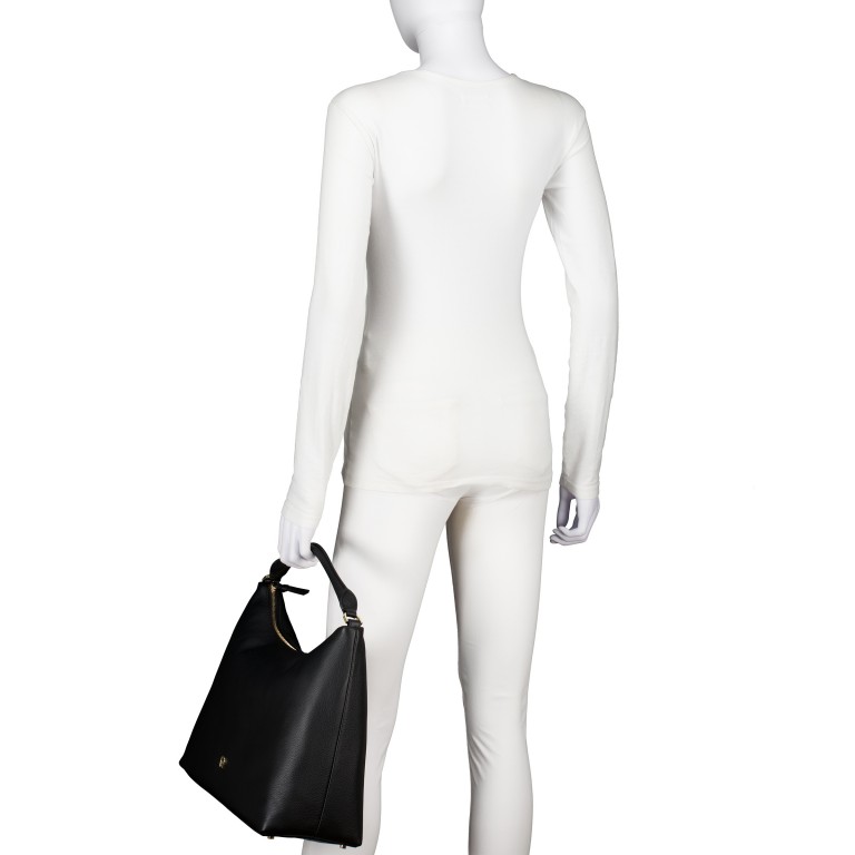 Beuteltasche Zita M, Farbe: schwarz, blau/petrol, beige, Marke: AIGNER, Abmessungen in cm: 37x29x16, Bild 3 von 7