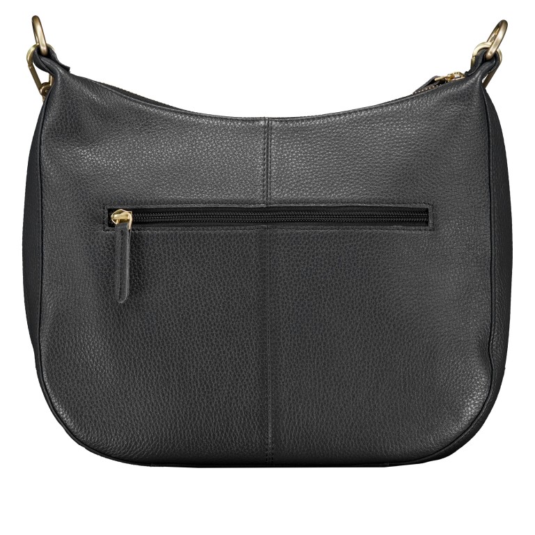 Beuteltasche mit Goldfittings, Farbe: schwarz, blau/petrol, beige, weiß, Marke: Hausfelder Manufaktur, Abmessungen in cm: 30x26.5x9, Bild 3 von 7
