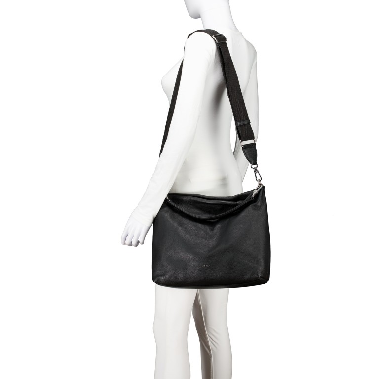 Beuteltasche Dalia Kaia, Farbe: schwarz, taupe/khaki, Marke: Abro, Abmessungen in cm: 34x32x14, Bild 6 von 8